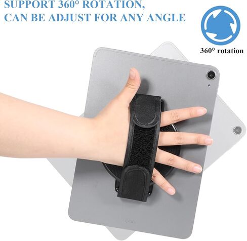 Tablet Stand with Hand Strap 360 Degree Rotating Sticky Tablet Stand Fastening Handle Grip with Adhesive Patch Multi-Angle Adjustable Universal Tablets Hand Strap Holder for All 7-11" Tablets in Saudi Arabia