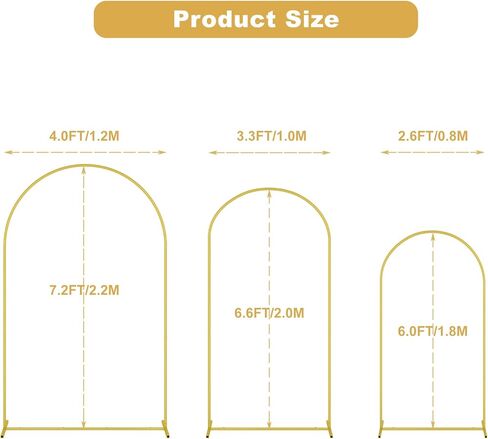 UDEAR 7.2FT & 6.0FT Metal Arch Stand Set with White Covers, Arc Design Fitted Backdrops for Weddings, Parties, Baby Showers, Includes 2 Arch Stands & Fabric Covers in Saudi Arabia