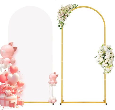 Metal Arch Backdrop Stand and Cover Set, 6FT Wedding Arch Stand, Metal Balloon Arch Stand for Wedding, Baby Shower, Birthday Party, Graduation Decoration in Kuwait