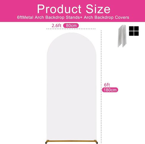 Metal Arch Backdrop Stand and Cover Set, 6FT Wedding Arch Stand, Metal Balloon Arch Stand for Wedding, Baby Shower, Birthday Party, Graduation Decoration in Kuwait