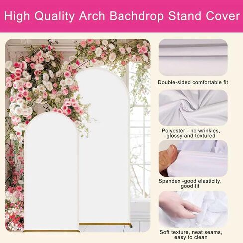 Metal Arch Backdrop Stand and Cover Set, 6FT Wedding Arch Stand, Metal Balloon Arch Stand for Wedding, Baby Shower, Birthday Party, Graduation Decoration in Kuwait
