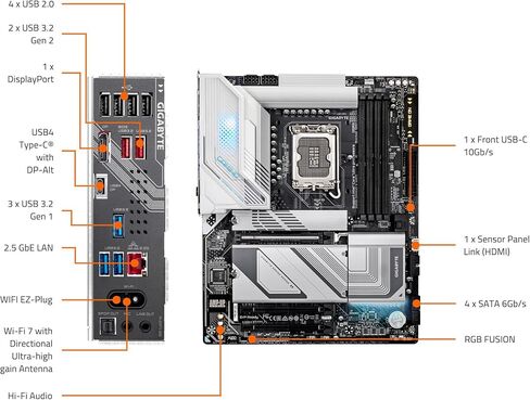 Micro Center CPU Motherboard Combo: Intel I7-14700K 20 (8p+12e) النوى حتى 5.6 جيجا هرتز معالج سطح المكتب غير المؤمن مع Gigabyte Z790 Gaming Plus AX LGA1700 ATX Motherboard in Kuwait
