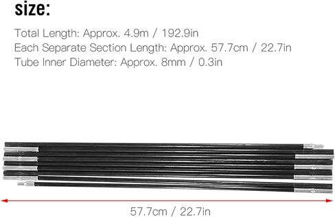 Trail Replacement Parts Trail Tent Replacement Poles Tent Poles Replacement Fiberglass Tent Pole 4.9M Camping Tent Pole Bars Kit for Spare Replacement, 9 Section Tent Support Rods Suitable in Saudi Arabia