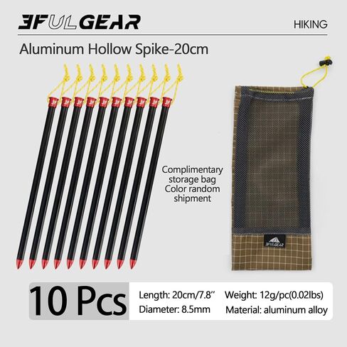 3F UL Gear 6/10PCS Lightweight Camping Tent Stakes, 5.9/7.8'' Hollow Aluminum Alloy Tent Pegs Ground Stakes, Essential Camping Accessories for Camping, Garden, Hiking (20cm-10pcs) in Kuwait