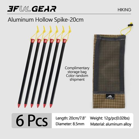 3F UL Gear 6/10PCS Lightweight Camping Tent Stakes, 5.9/7.8'' Hollow Aluminum Alloy Tent Pegs Ground Stakes, Essential Camping Accessories for Camping, Garden, Hiking (20cm-10pcs) in Kuwait