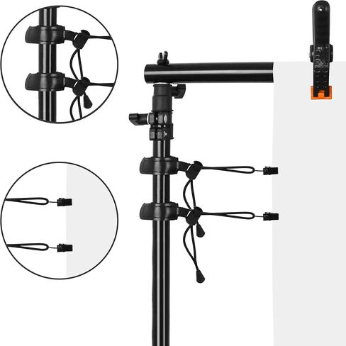 EMART Backdrop Stand with Wheels - 10x7.5ft(WxH) - Moveable Banner Holder, 4.5 inch Heavy Duty Backdrop Clamp Kit-6 Spring Clamps for Parties Decoration, Photography Sturdy Background Frame in Saudi Arabia