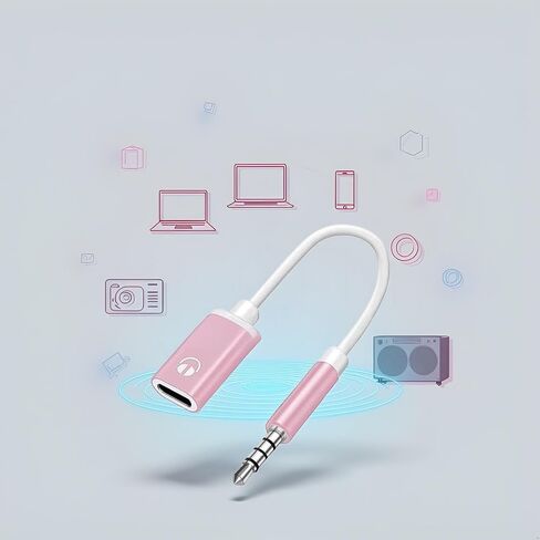 Headphone Jack Adapter, 3.5mm Male to TypeC Female Audio Cable Cord, USB C to Aux Audio Dongle Cable Cord, Compatible with MP3 Players, CD Players, Laptops, Tablets, Smartphone (Pink) in Saudi Arabia