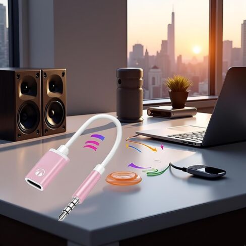 Headphone Jack Adapter, 3.5mm Male to TypeC Female Audio Cable Cord, USB C to Aux Audio Dongle Cable Cord, Compatible with MP3 Players, CD Players, Laptops, Tablets, Smartphone (Pink) in Saudi Arabia