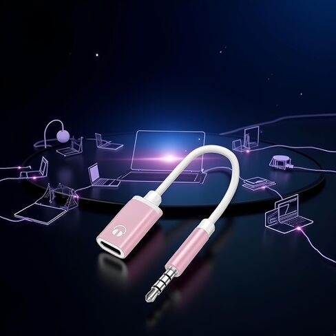 Headphone Jack Adapter, 3.5mm Male to TypeC Female Audio Cable Cord, USB C to Aux Audio Dongle Cable Cord, Compatible with MP3 Players, CD Players, Laptops, Tablets, Smartphone (Pink) in Saudi Arabia
