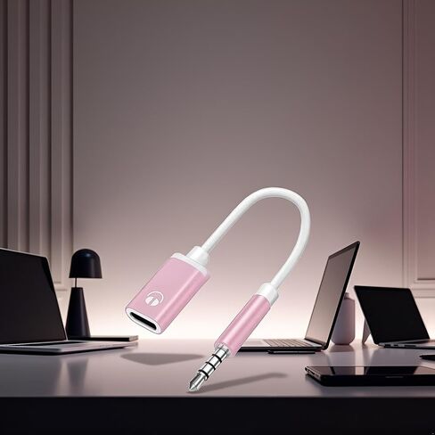 Headphone Jack Adapter, 3.5mm Male to TypeC Female Audio Cable Cord, USB C to Aux Audio Dongle Cable Cord, Compatible with MP3 Players, CD Players, Laptops, Tablets, Smartphone (Pink) in Saudi Arabia