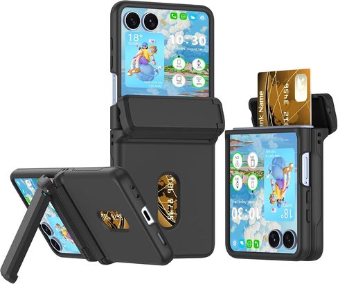DAKORIE Case for Samsung Galaxy Z Flip 7 Case with Card Holder, Full Body Protector with Hinge Phone Cover for Samsung Galaxy Z Flip 7 5G 2025 - Black in Kuwait