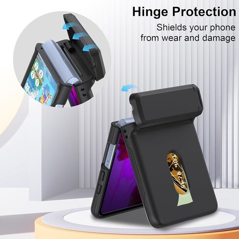 DAKORIE Case for Samsung Galaxy Z Flip 7 Case with Card Holder, Full Body Protector with Hinge Phone Cover for Samsung Galaxy Z Flip 7 5G 2025 - Black in Kuwait