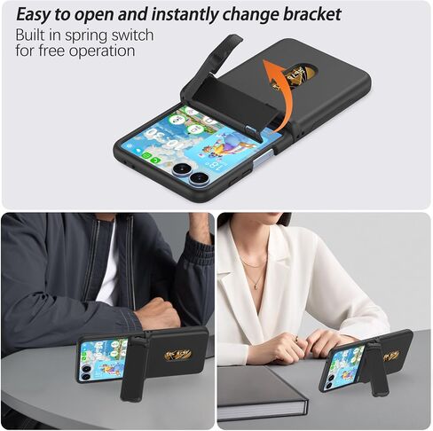 DAKORIE Case for Samsung Galaxy Z Flip 7 Case with Card Holder, Full Body Protector with Hinge Phone Cover for Samsung Galaxy Z Flip 7 5G 2025 - Black in Kuwait