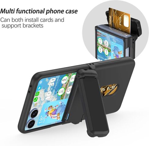 DAKORIE Case for Samsung Galaxy Z Flip 7 Case with Card Holder, Full Body Protector with Hinge Phone Cover for Samsung Galaxy Z Flip 7 5G 2025 - Black in Kuwait