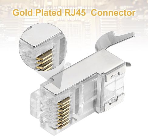MECCANIXITY 30pcs CAT7 RJ45 Pass Through Connectors, RJ45 STP/FTP 8P8C Gold Plated Plugs Silver with Cable Traverse for 23AWG Ethernet Cable in Saudi Arabia