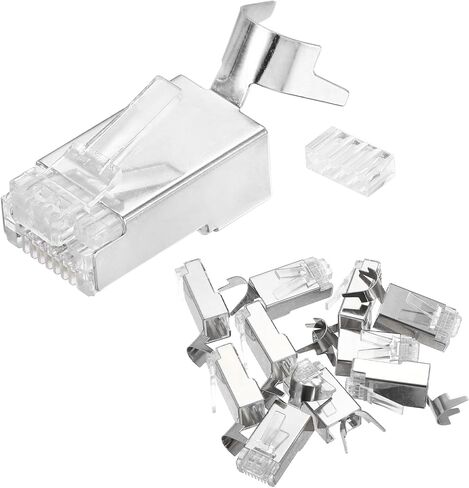 MECCANIXITY 30pcs CAT7 RJ45 Pass Through Connectors, RJ45 STP/FTP 8P8C Gold Plated Plugs Silver with Cable Traverse for 23AWG Ethernet Cable in Saudi Arabia
