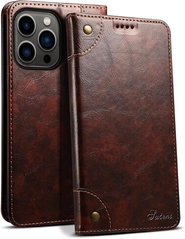 SINIANL Compatible with iPhone 15 Pro Max Case Wallet, Flip Cover with Magnetic Kickstand, Credit Card Holder, Leather Folio Case for iPhone 15 Pro Max Brown in Saudi Arabia