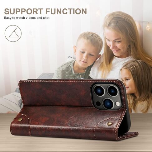 SINIANL Compatible with iPhone 15 Pro Max Case Wallet, Flip Cover with Magnetic Kickstand, Credit Card Holder, Leather Folio Case for iPhone 15 Pro Max Brown in Saudi Arabia
