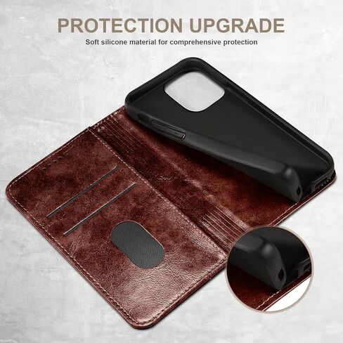 SINIANL Compatible with iPhone 15 Pro Max Case Wallet, Flip Cover with Magnetic Kickstand, Credit Card Holder, Leather Folio Case for iPhone 15 Pro Max Brown in Saudi Arabia