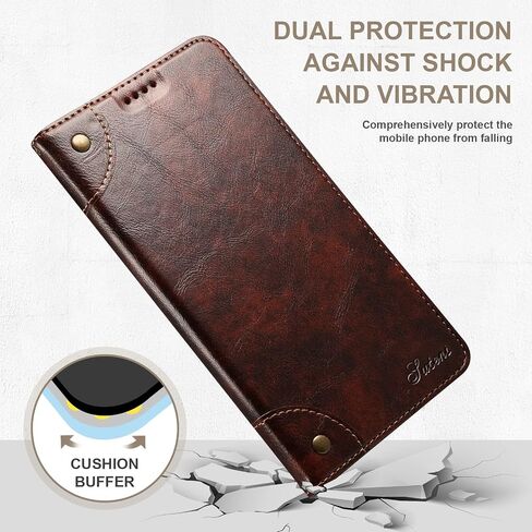 SINIANL Compatible with iPhone 15 Pro Max Case Wallet, Flip Cover with Magnetic Kickstand, Credit Card Holder, Leather Folio Case for iPhone 15 Pro Max Brown in Saudi Arabia