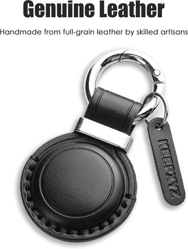 Genuine Leather for AirTag Keychain Holder – Protective Air Tagholder Case Cover for Air Tag Key Chain Ring Fob Backpack Luggage Accessories - Red in Kuwait