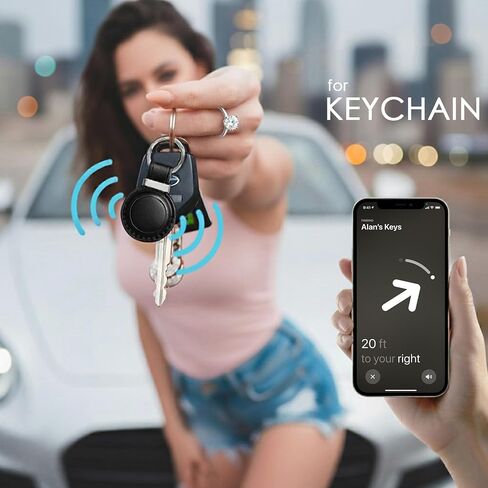 Genuine Leather for AirTag Keychain Holder – Protective Air Tagholder Case Cover for Air Tag Key Chain Ring Fob Backpack Luggage Accessories - Red in Kuwait