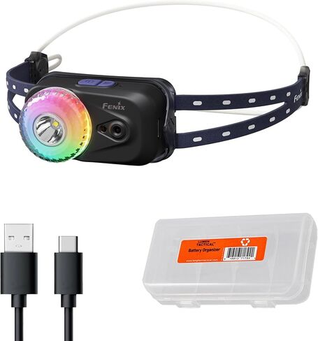 Fenix ​​HL17R Camping مصابيح أمامية ، 500 LUMEN ULTRALight USB-C مقطع مقطع قابل لإعادة الشحن ، والمشي لمسافات طويلة للماء مع الضوء الأحمر ومتعدد الألوان ، استشعار الإيماءات ، Lumentac منظم (أبيض) in Saudi Arabia