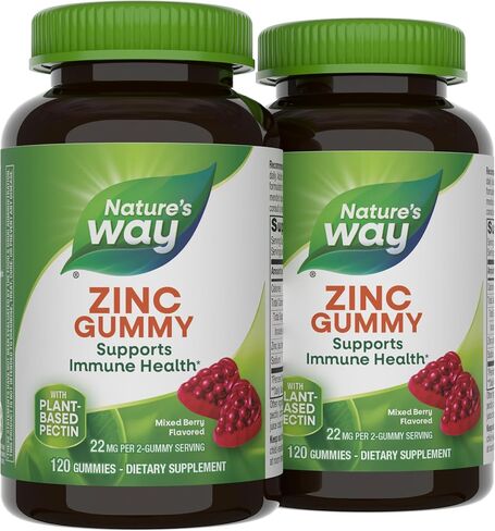 Nature's Way Zinc Gummies, Daily Immune Support Gummies*, 100% Daily Value Zinc per Gummy, Mixed Berry Flavored, 120 Gummies (Packaging May Vary) in Saudi Arabia