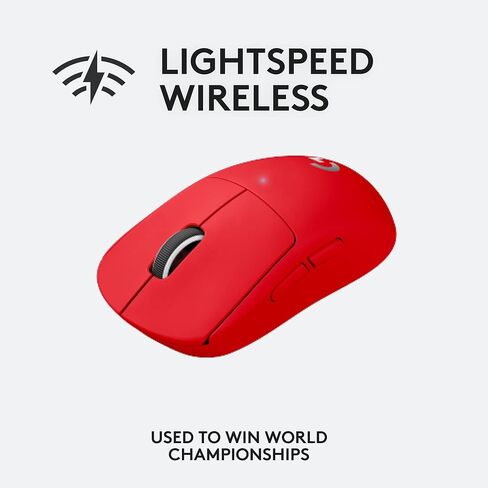 Logitech G PRO X Superlight Wireless Gaming Mouse, Ultra-Lightweight, Hero 25K Sensor, 25,600 DPI, 5 Programmable Buttons, Long Battery Life, Compatible with PC/Mac - Red (Renewed) in Saudi Arabia