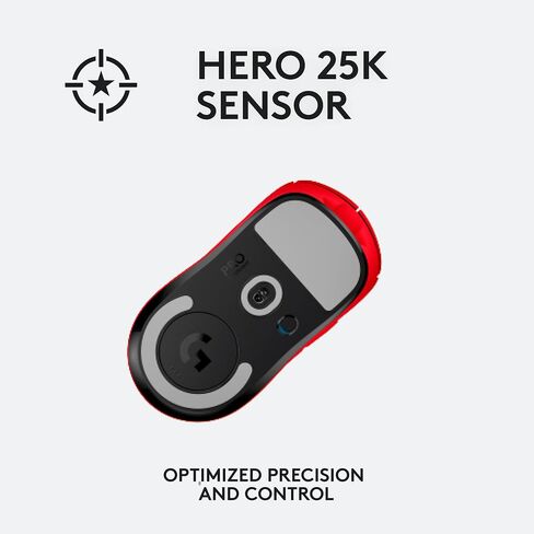 Logitech G PRO X Superlight Wireless Gaming Mouse, Ultra-Lightweight, Hero 25K Sensor, 25,600 DPI, 5 Programmable Buttons, Long Battery Life, Compatible with PC/Mac - Red (Renewed) in Saudi Arabia