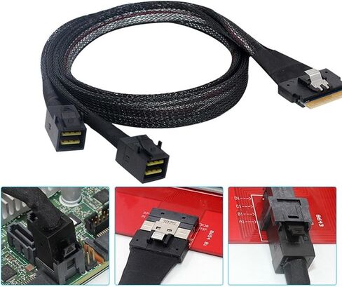 SFF-8654 8i to Twin SFF-8643 Connectors Splitter Cable Fast Data Exchange for IT Professional in Saudi Arabia