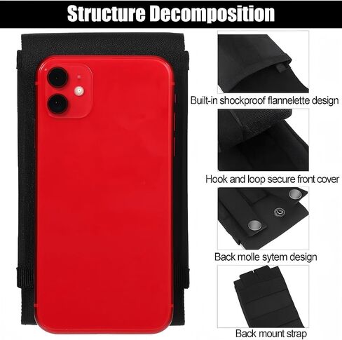 Apewooday 2 PCS Molle Phone Pouches ، 1000d Nylon Universal Tactical Poitic Pouch Holsters Armyers for Men Belt ، Black in Saudi Arabia