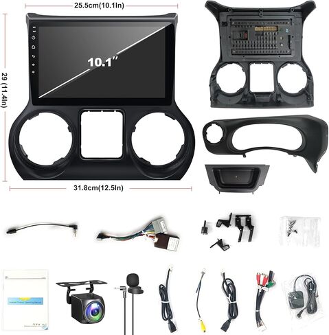 [8-Core 4+64g] راديو سيارة لجيب Wrangler 2011 2012 2013 2014-10.1 بوصة IPS شاشة اللمس Android 13-Carplay و Android Auto و GPS Navigation & Bluetooth ، كاميرا احتياطية وراديو FM in Kuwait
