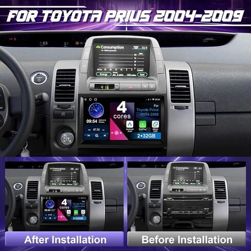 راديو سيارة تمت ترقيته ل Toyota Prius 2004-2009 Wirless Carplay & Android Auto ، ستيريو سيارة Android 9 بوصة لوحدة رأس Prius Touchscreen - GPS/FM/SWC/WiFi/Bluetooth/Camera (غير JBL) in Kuwait
