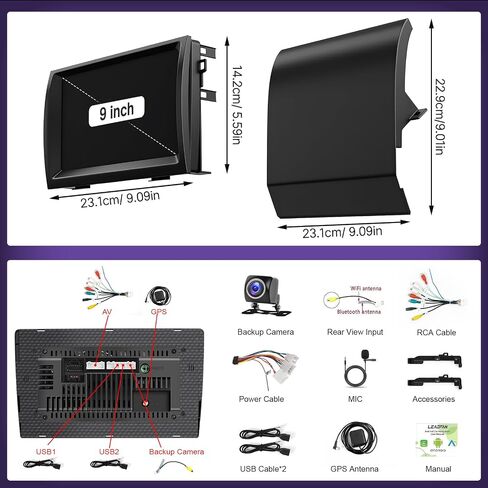 راديو سيارة تمت ترقيته ل Toyota Prius 2004-2009 Wirless Carplay & Android Auto ، ستيريو سيارة Android 9 بوصة لوحدة رأس Prius Touchscreen - GPS/FM/SWC/WiFi/Bluetooth/Camera (غير JBL) in Kuwait