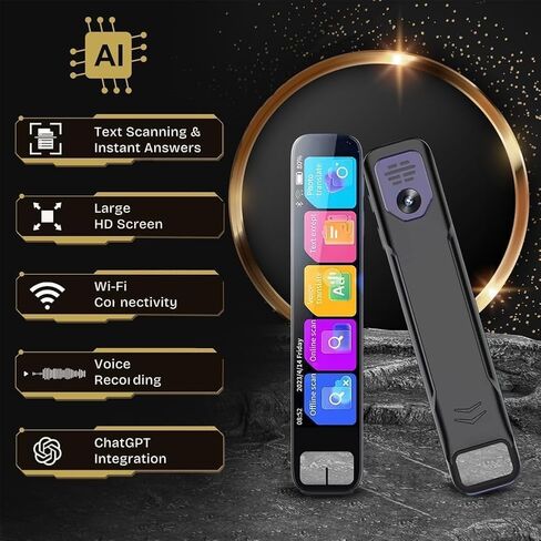 , 2025 Upgrade Smart AI Scanning Pen, 0.5s Fast Identification, Instant AI Answers 99% Accuracy, Offline Translation, HD Touchsn, Reading Pen for Math in Saudi Arabia