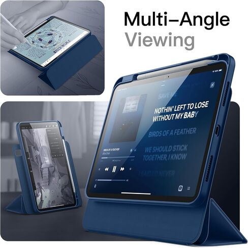 Jetech Magnetic Case لـ iPad (A16) الجيل الحادي عشر/العاشر (2025/2022) مع حامل القلم الرصاص ، وغطاء واضح قابل للإزالة ، وصورة/منظر طبيعي مع عرض شاشة مرفوعة (البحرية) in Kuwait