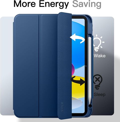 Jetech Magnetic Case لـ iPad (A16) الجيل الحادي عشر/العاشر (2025/2022) مع حامل القلم الرصاص ، وغطاء واضح قابل للإزالة ، وصورة/منظر طبيعي مع عرض شاشة مرفوعة (البحرية) in Kuwait