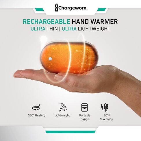 ChargeWorx قابلة لإعادة الشحن WARDER 5000MAH BANK POWER ، حرارة سريعة لمدة 5 ساعات ، منفذ USB صغير ، حجم الجيب المحمولة تدفئة اليد الكهربائية القابلة لإعادة الشحن ، للنساء لوازم التخييم في الهواء الطلق in Saudi Arabia