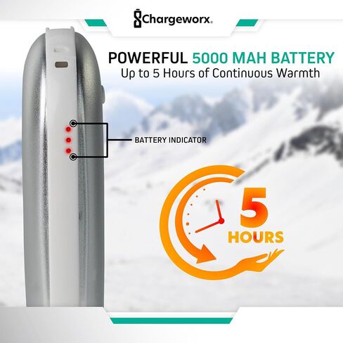 ChargeWorx قابلة لإعادة الشحن WARDER 5000MAH BANK POWER ، حرارة سريعة لمدة 5 ساعات ، منفذ USB صغير ، حجم الجيب المحمولة تدفئة اليد الكهربائية القابلة لإعادة الشحن ، للنساء لوازم التخييم في الهواء الطلق in Saudi Arabia