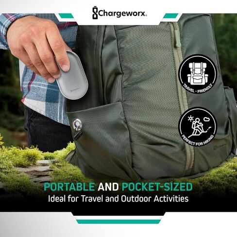 ChargeWorx قابلة لإعادة الشحن WARDER 5000MAH BANK POWER ، حرارة سريعة لمدة 5 ساعات ، منفذ USB صغير ، حجم الجيب المحمولة تدفئة اليد الكهربائية القابلة لإعادة الشحن ، للنساء لوازم التخييم في الهواء الطلق in Saudi Arabia