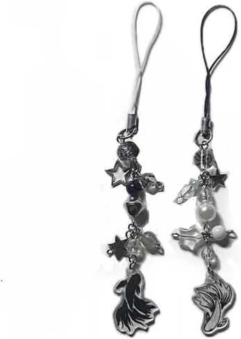 2Pack Cute Phone Charms Crystal Jellyfish Kois Fish Sea Shell Matching Beaded Phone Chain Y2K Accessories for Bag Keychain Pendants Decor in Kuwait