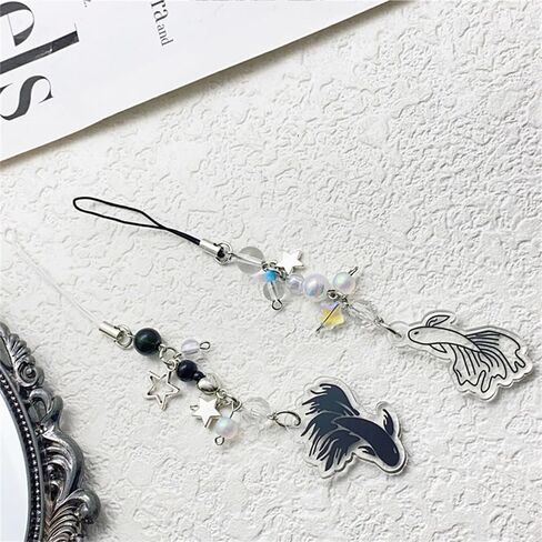 2Pack Cute Phone Charms Crystal Jellyfish Kois Fish Sea Shell Matching Beaded Phone Chain Y2K Accessories for Bag Keychain Pendants Decor in Kuwait