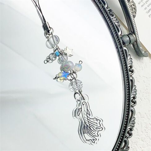 2Pack Cute Phone Charms Crystal Jellyfish Kois Fish Sea Shell Matching Beaded Phone Chain Y2K Accessories for Bag Keychain Pendants Decor in Kuwait