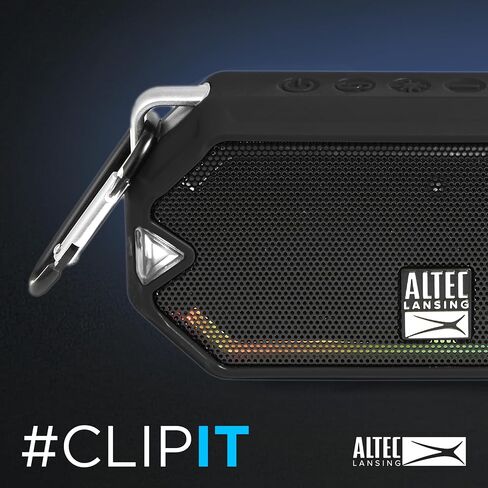 Altec Lansing - مكبر صوت Bluetooth Wiramini اللاسلكي ، بطارية IP67 مقاومة للماء USB C مع 6 ساعات من اللعب ، مضغوط ، مقاوم للصدمات ، مقاوم للثلوج ، كل شيء دليل (أسود) in Saudi Arabia