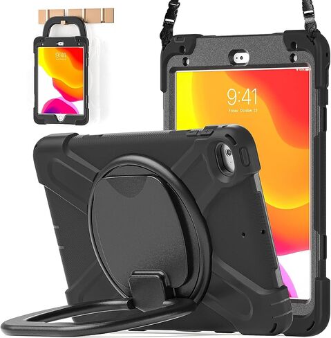 BATYUE iPad mini 5 Case - iPad mini 4 Case; Heavy Shockproof Drop Case with Pencil Holder/ 360° Swivel Stand/Shoulder Strap; Cover for iPad mini 5th/4th Generation 7.9 Inch; for Kids (Colourful Pink) in Saudi Arabia