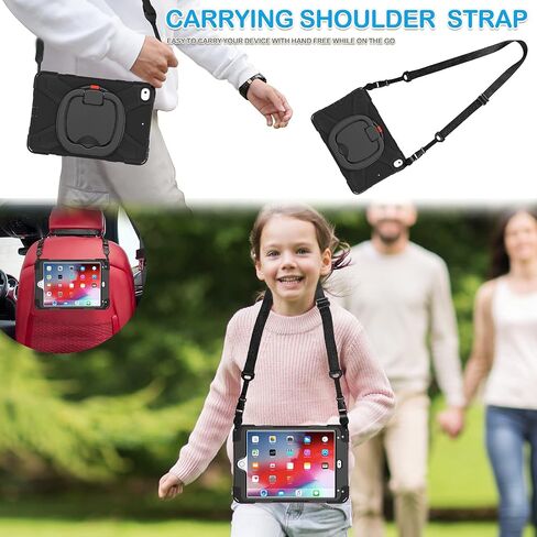 BATYUE iPad mini 5 Case - iPad mini 4 Case; Heavy Shockproof Drop Case with Pencil Holder/ 360° Swivel Stand/Shoulder Strap; Cover for iPad mini 5th/4th Generation 7.9 Inch; for Kids (Colourful Pink) in Saudi Arabia