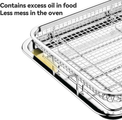 سلة مقلاة الهواء الفرن ودرج ، 15.5 "× 11.6" سلة مقلاة الهواء للفرن مع ورقة رقصة رقصة 30 قطعة ، صينية مقلاة من الفولاذ المقاوم للصدأ والمقالي للفرن ، الشظية in Kuwait
