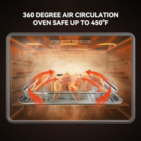 سلة مقلاة الهواء الفرن ودرج ، 15.5 "× 11.6" سلة مقلاة الهواء للفرن مع ورقة رقصة رقصة 30 قطعة ، صينية مقلاة من الفولاذ المقاوم للصدأ والمقالي للفرن ، الشظية in Kuwait