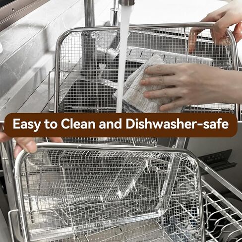 سلة مقلاة الهواء الفرن ودرج ، 15.5 "× 11.6" سلة مقلاة الهواء للفرن مع ورقة رقصة رقصة 30 قطعة ، صينية مقلاة من الفولاذ المقاوم للصدأ والمقالي للفرن ، الشظية in Kuwait